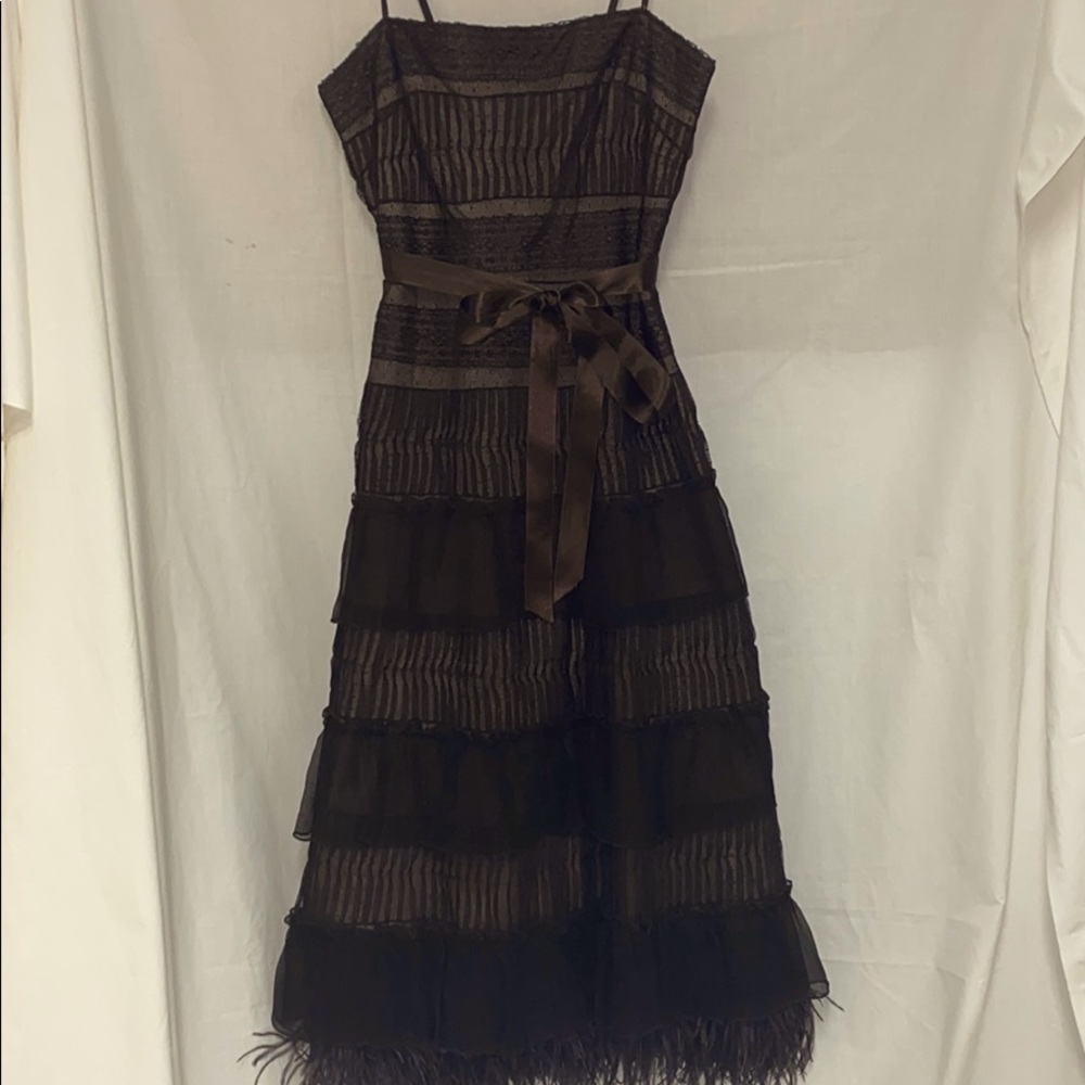 BCBG Tiered Lace and Feather Party Dress Size 0